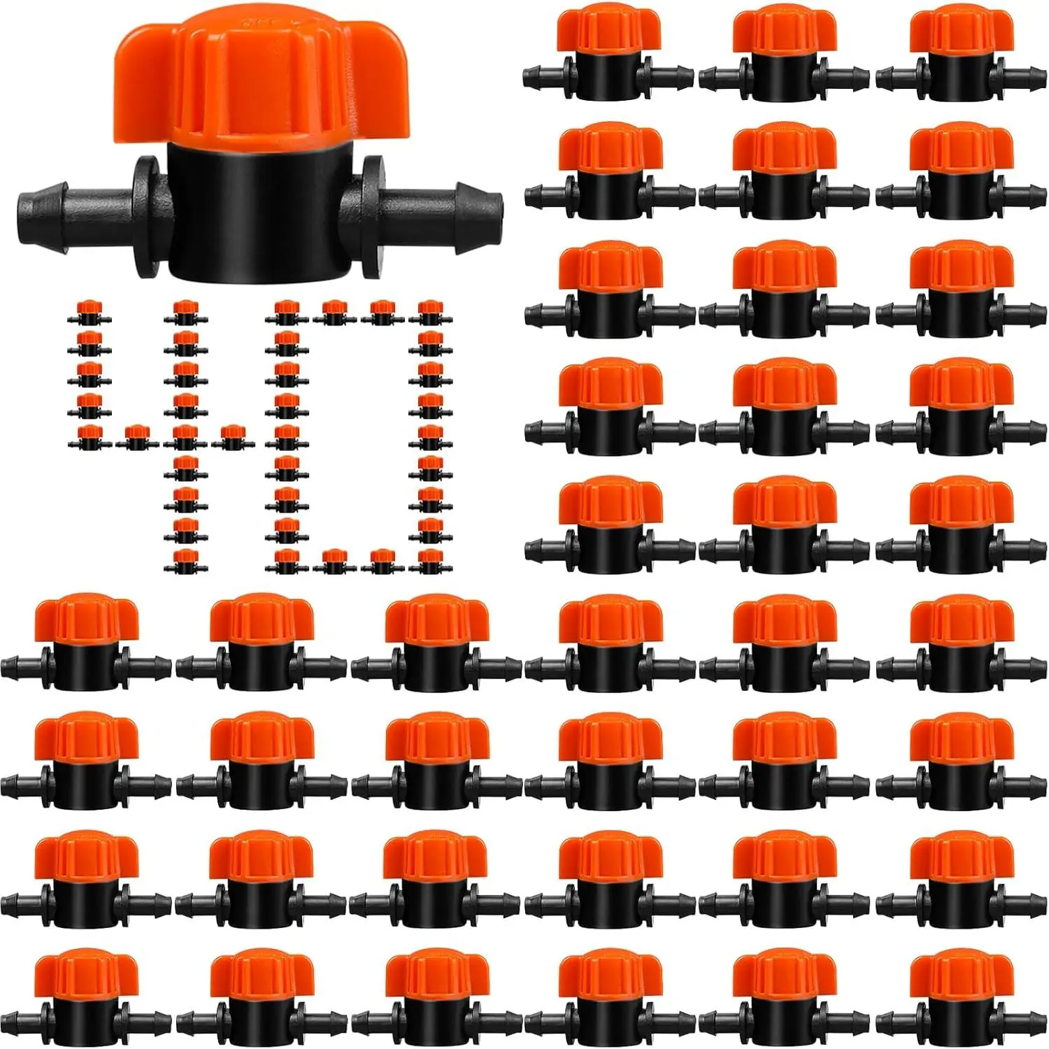 1/4" Drip Irrigation Valves, 40 count Drip Irrigation Shut Off  Valve for 1/4 Inch Drip Irrigation Tubing, Water Flow Control Valve Drip Line Cut Off Valve for Drip Sprinkler Garden Systems