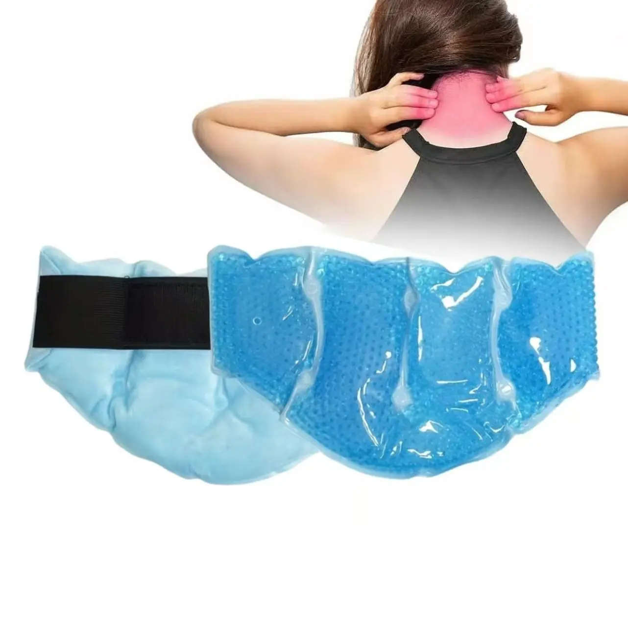 Reusable Neck Ice Pack Gel, Cold Hot Compression Therapy, Relieves Pain Swelling Sprain, Soft Fabric Cover, Office Recovery, Unisex