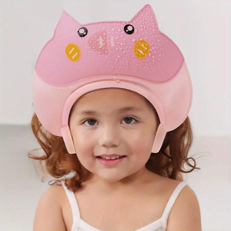 Adjustable Leak-Proof Baby Shower Cap with Cute Cartoon Cat Design - Baby items, Water-Retaining PP Material for Infants & Toddlers, 0+ Months, Pink/Blue/Yellow, newborn necessities, baby stuff clearance