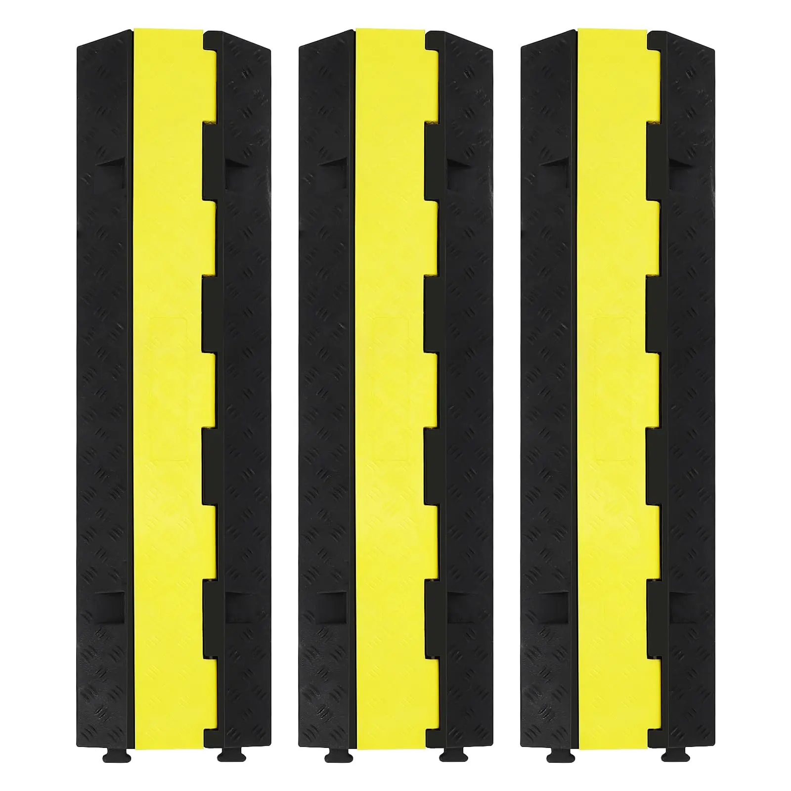 Garvee 3 Pack of Heavy Duty Rubber Cable Protectors with 2 Channel Ramps, 11000lbs Capacity Speed Bumps for Cables and Vehicles, Perfect for Indoor and Outdoor Use