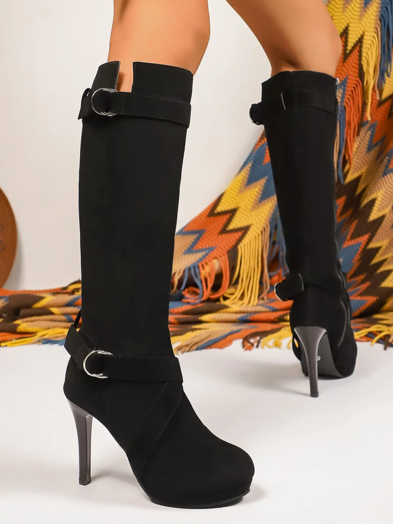 Women's Classic Grey Velvet Trendy Boots, Elegant Fashion Shoes for Daily Wear and Special Occasions, Unique Design, Comfortable and Stylish