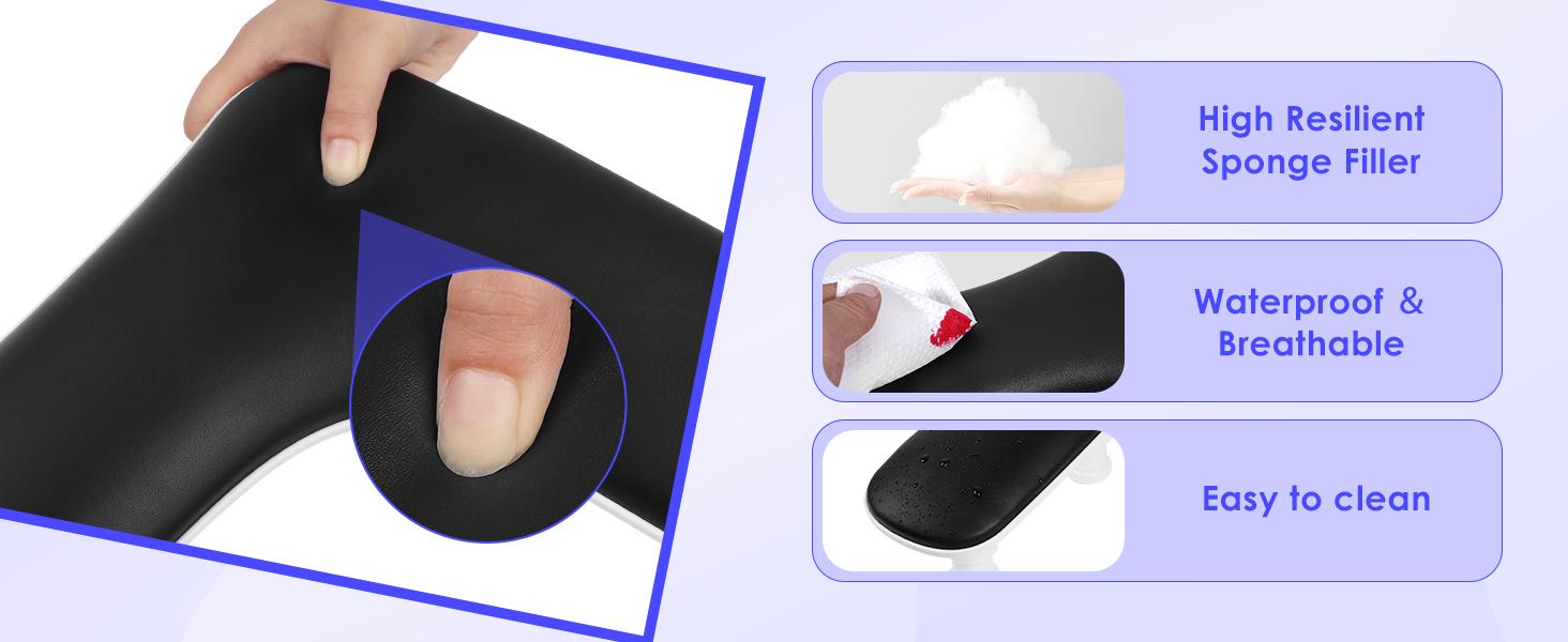 Manicure Arm Rest for Nails Tech: U-shaped Adjustable Nail Armrest - Black PU Leather Hand Stand Rest for Manicurists