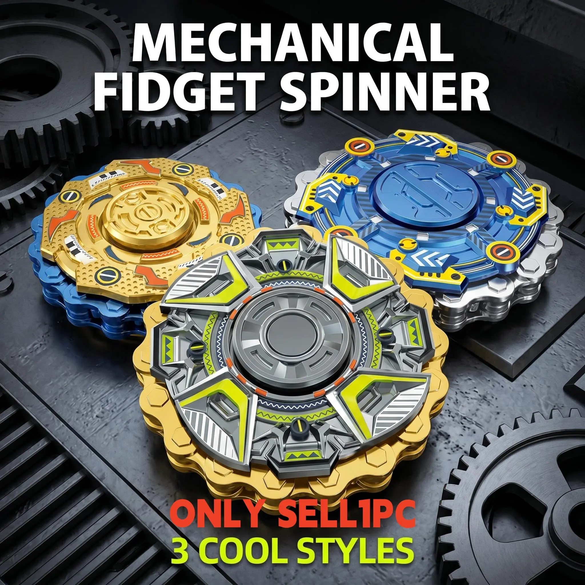 Mechanical Chain Sound Finger Spinner, Stress Relief Toy, Cool Metal Design, Three Colors Available, Perfect Gift for Friends
