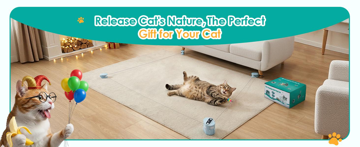 Interactive Cat Toy for Indoor Cats,Electric Remote Control Cat Chaser,Auto/Manual Control DIY Cat Feather Toy Treadmill for Kitten Puppy,Automatic Exercise & Mental Stimulation Cat Toys (Light Blue)