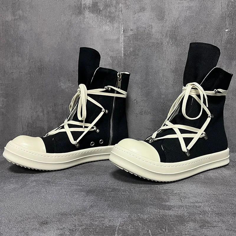 Same design for men and women in 2026. Jumbo Lace Up Sneakers Luxury outdoor shoes   Owens  Autumn Flats Black Boots Men  and Women High Shoes Casual Canvas