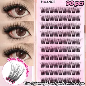 MAANGE 90pcs C Curl Individual Cluster Eyelash Extensions, Ultra Thin Soft Root DIY Self Grafting Lashes, Mink Like Lightweight Lash Clusters, Natural Individual Lashes for Beginner Home Makeup & Daily Eye Cosmetic Supplies