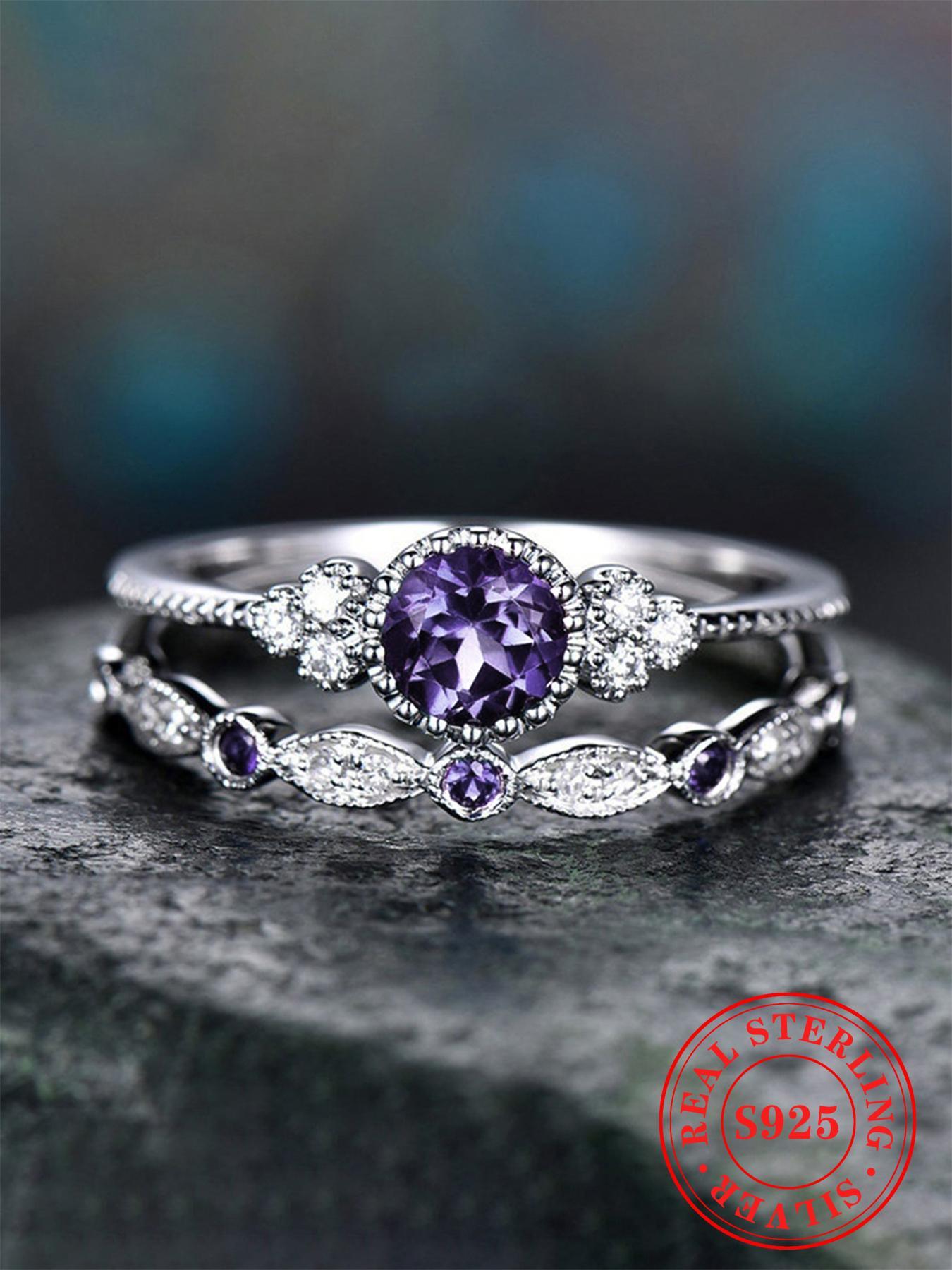 S925 Sterling Silver Luxurious Artificial Gemstone Decorated Rings, Engagement Rings, Elegant Gorgeous Jewelry for Wedding, Party, Daily Clothing Decor for Women