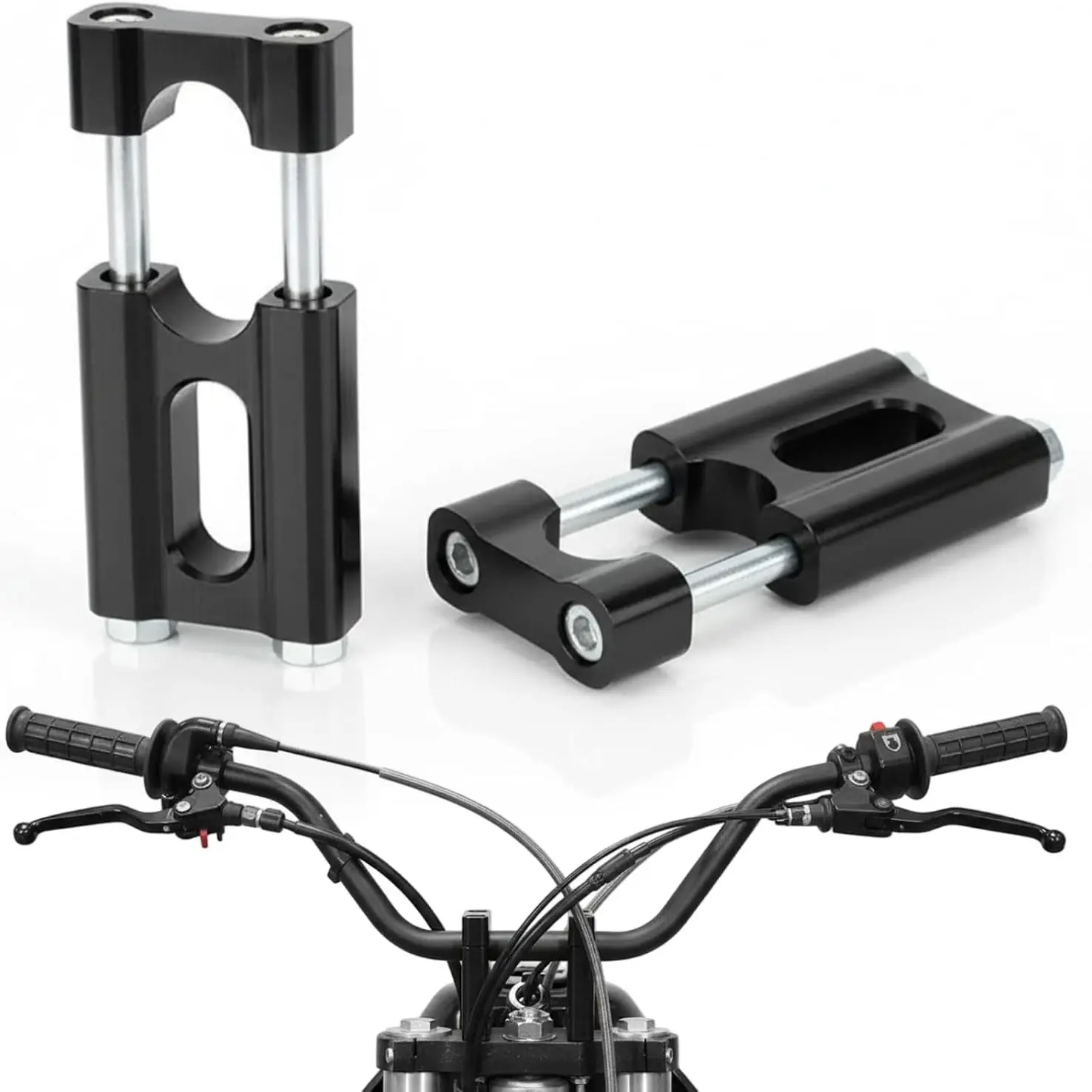 7/8" 22mm Handlebar Risers, Cnc Universal Handle Bar Clamps, Motorcycle Parts, Compatible with Mini Bike, Dirt Pit Bike, Motorcycle, Various Models