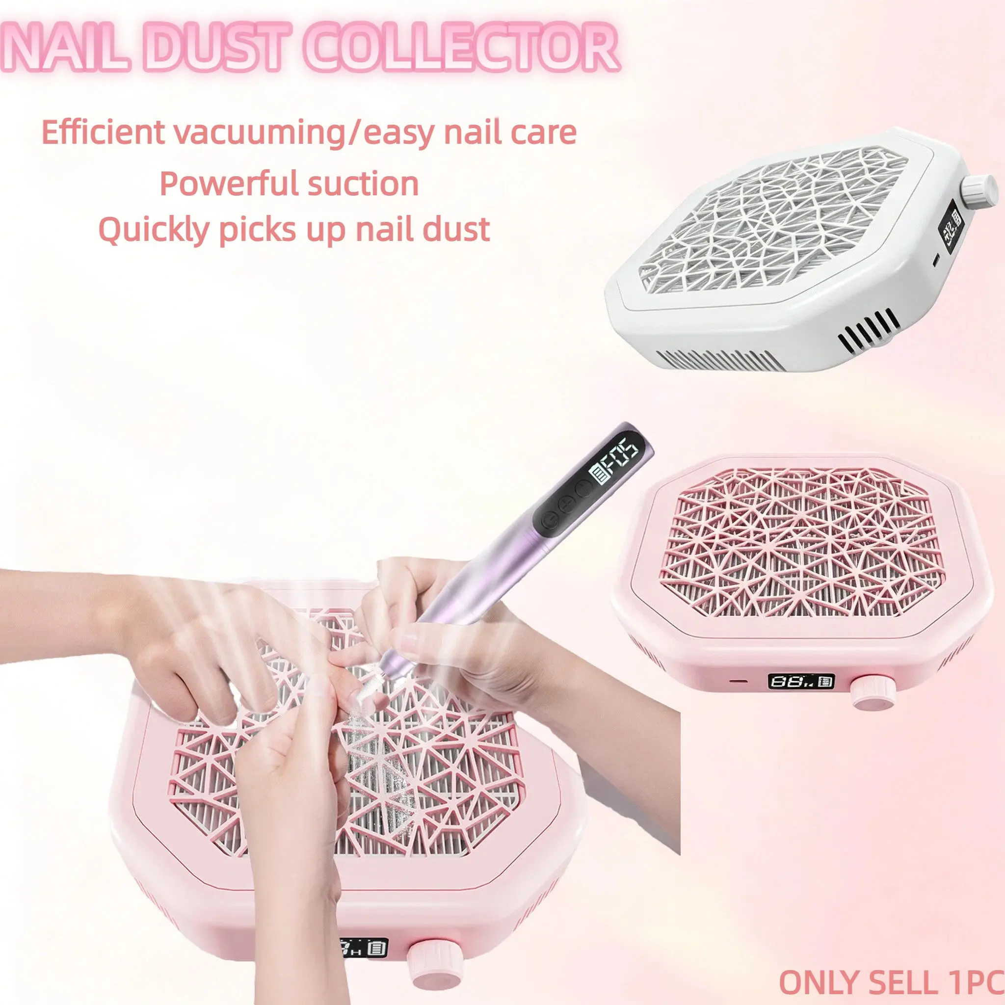 Portable Rechargeable Nail Dust Collector, 4200 Rpm, 10 Adjustable Settings, Strong Suction, Washable Filter, Ideal for Manicure Salons, Home Use