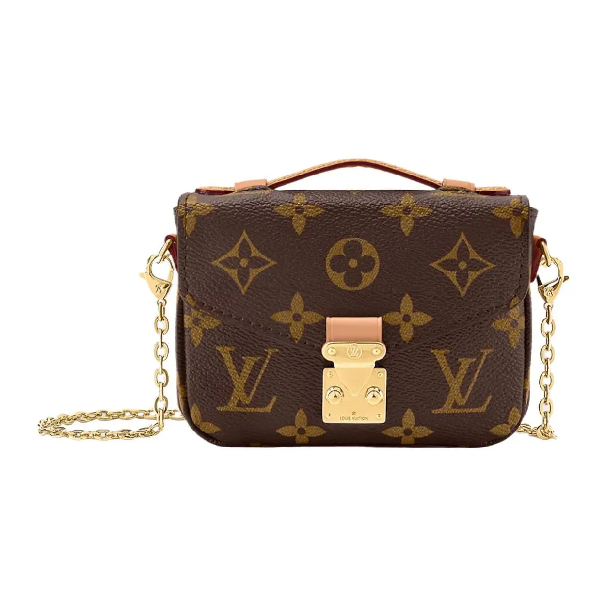 Louis Vuitton Micro Metis Classic Monogram Chain Bag with S-Lock Clasp – Women’s Brown Coated Canvas and Leather Crossbody, Shoulder, or Handheld Bag