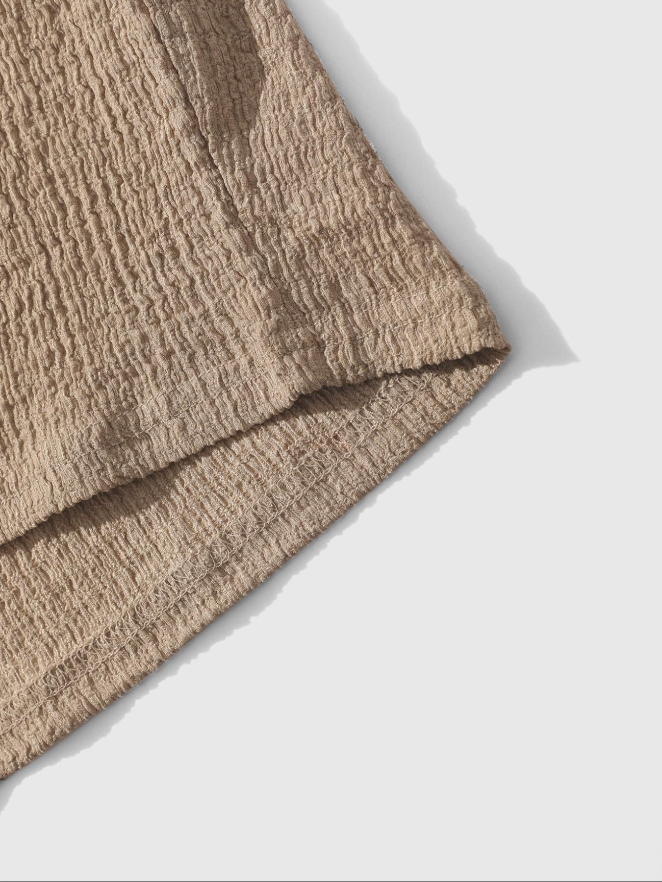 Men's Solid Textured Round Neck Tee & Drawstring Waist Shorts Pyjama Set, Short Sleeve Top & Shorts Set, Casual Comfy Men's Sleepwear & Loungewear, Menswear, Pajama Set