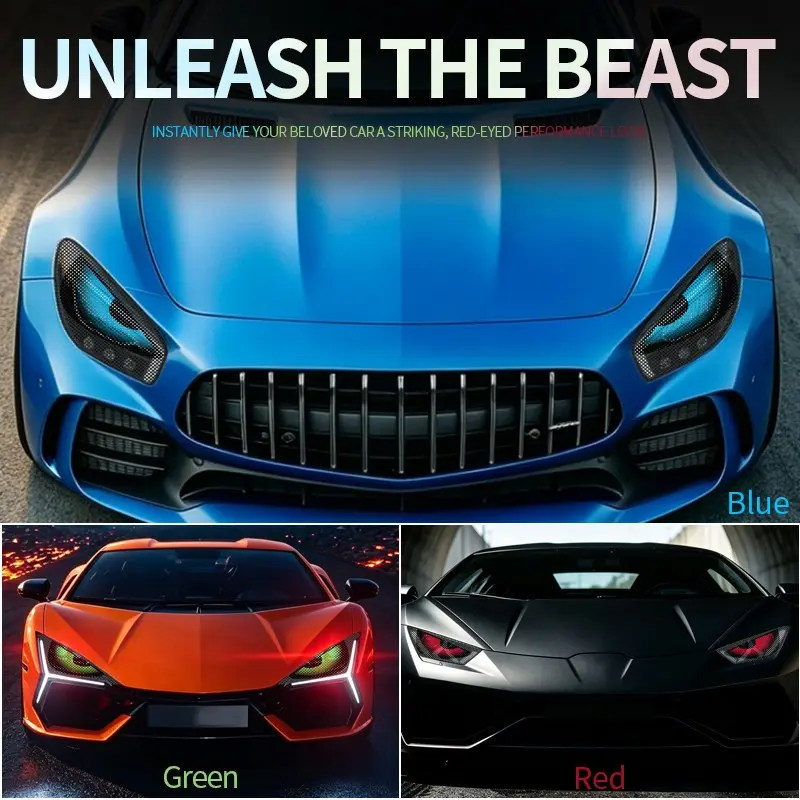 New Eye Car Headlight Grid Sticker, Mesh Headlight Sticker, Universal Headlight Tail Light Cover Sticker, Self-Adhesive, Durable Vinyl Car Decor Sticker, Automotive Decals