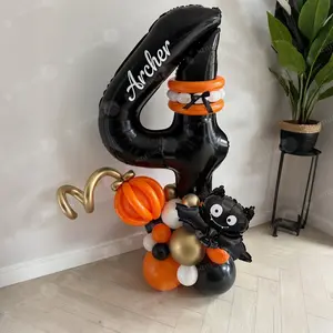 Number 0-9 Balloon Set DIY Pumpkin Balloons for Birthday Party Halloween Prank Party Decoration, Fun Festive Supplies