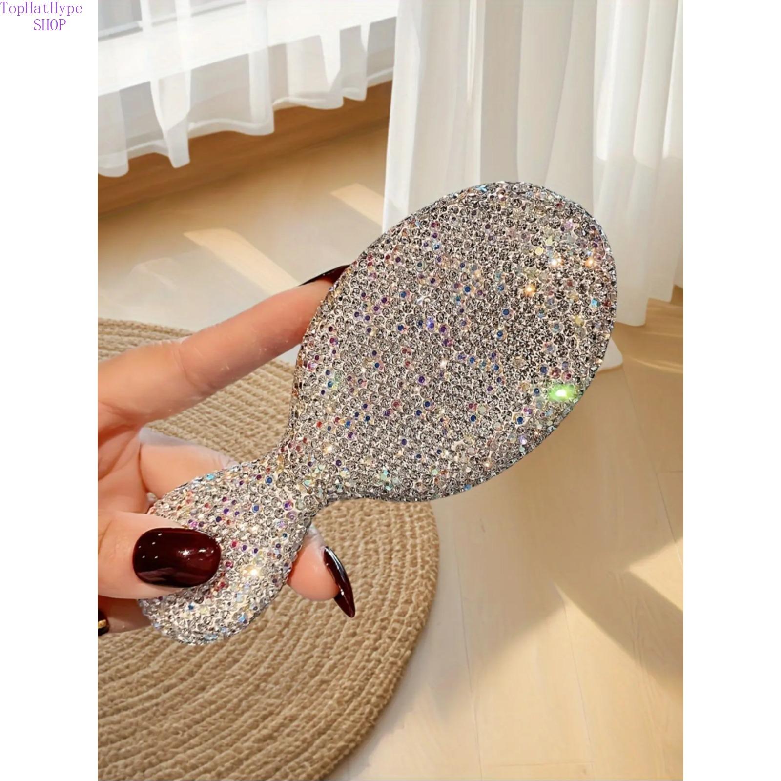 Bling Rhinestone Air Cushion Hair Brush Luxury Mini Scalp Massager Detangling Brush Portable Travel Size Soft Airbag Comb for Women Trendy Cute Beauty Tool Perfect for Daily Hair Care On-the-Go Gifting