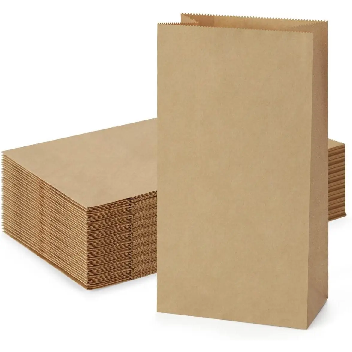 100 Pack Brown  Paper Lunch Bags, 4lb Capacity, 5x2.95x9.45 Inches, Fold Top, Disposable, Brown