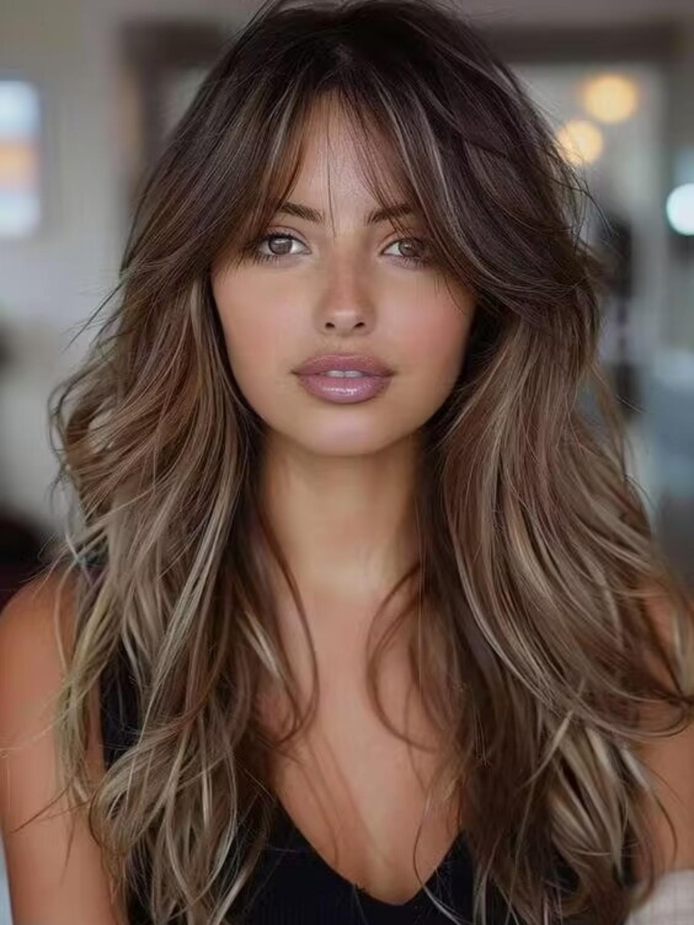 24 Inch Long Layered Cut Wigs for Women, Gorgeous Fluffy Wigs, Synthetic Full Machine Wigs for Party, Daily Use, Synthetic Material Wigs