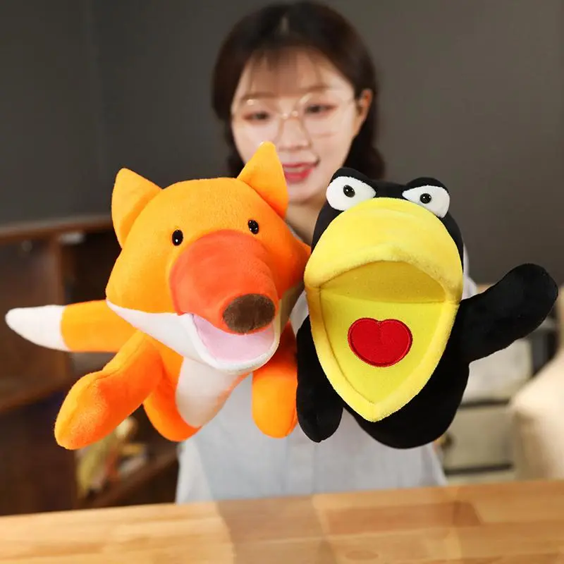 Plush Hand Puppet Soft Animals Puppet Bird Fox Hand Puppet For Kids Adult Pretend Playing Dolls