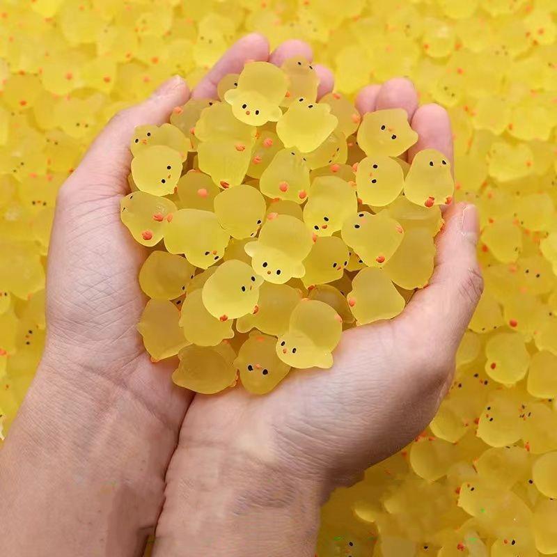 30PCS Mini Fluorescence Chicken Moss Toy Microlandscape Miniature Chick Figurines Fairy Garden Accessories Home Decor Crafts