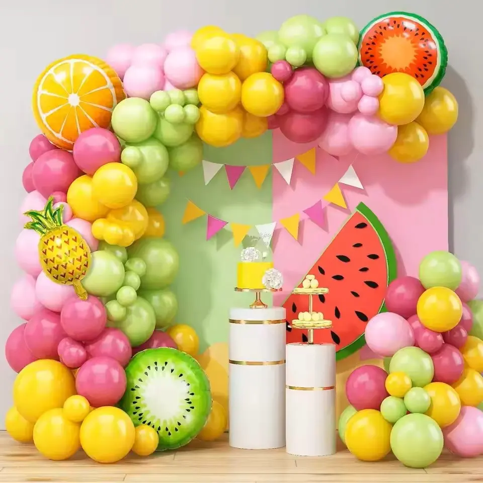 113 Piece Fruit Theme Balloon Set, Colorful Tropical Fruit Balloons, Perfect for Summer Parties, Birthdays, Baby Shower Decorations