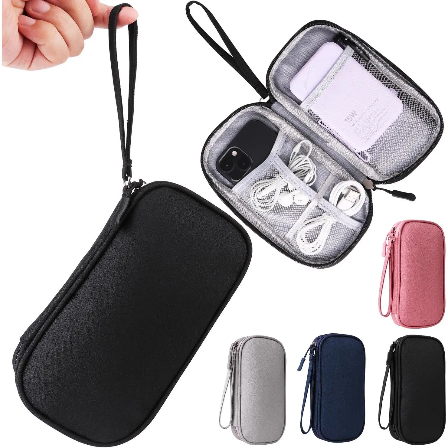 Organizer - Electronics Accessories Bag for Charger, Phone, Memory Cards & Travel Gadgets (Black)