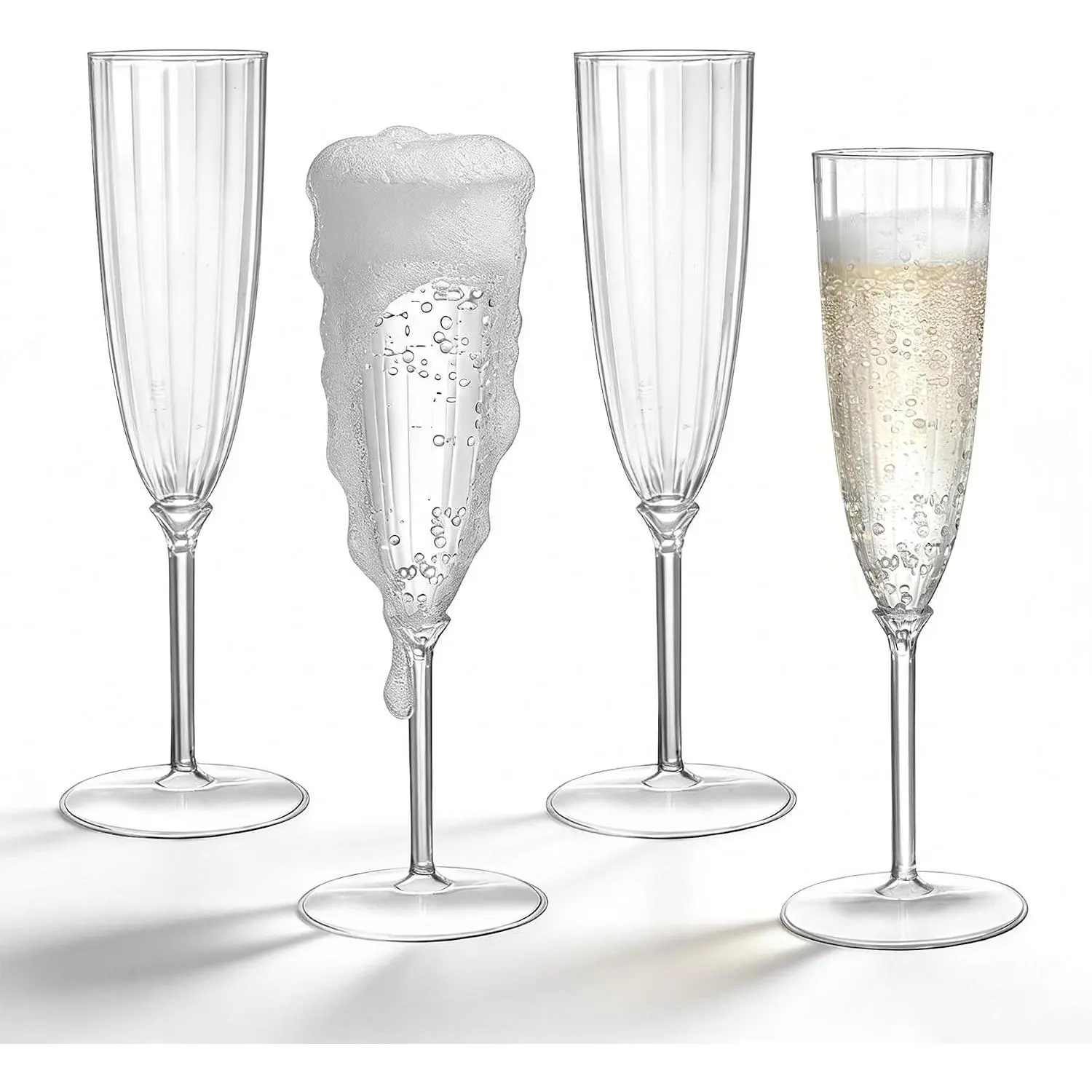 18Pack Clear Plastic Champagne Flutes, 5 OZ Hard Disposable Plastic Champagne Flute, 1-Piece Disposable Champagnes Glasses Ideal for Home, Daily Life, Party, Wedding, Toasting Drinking