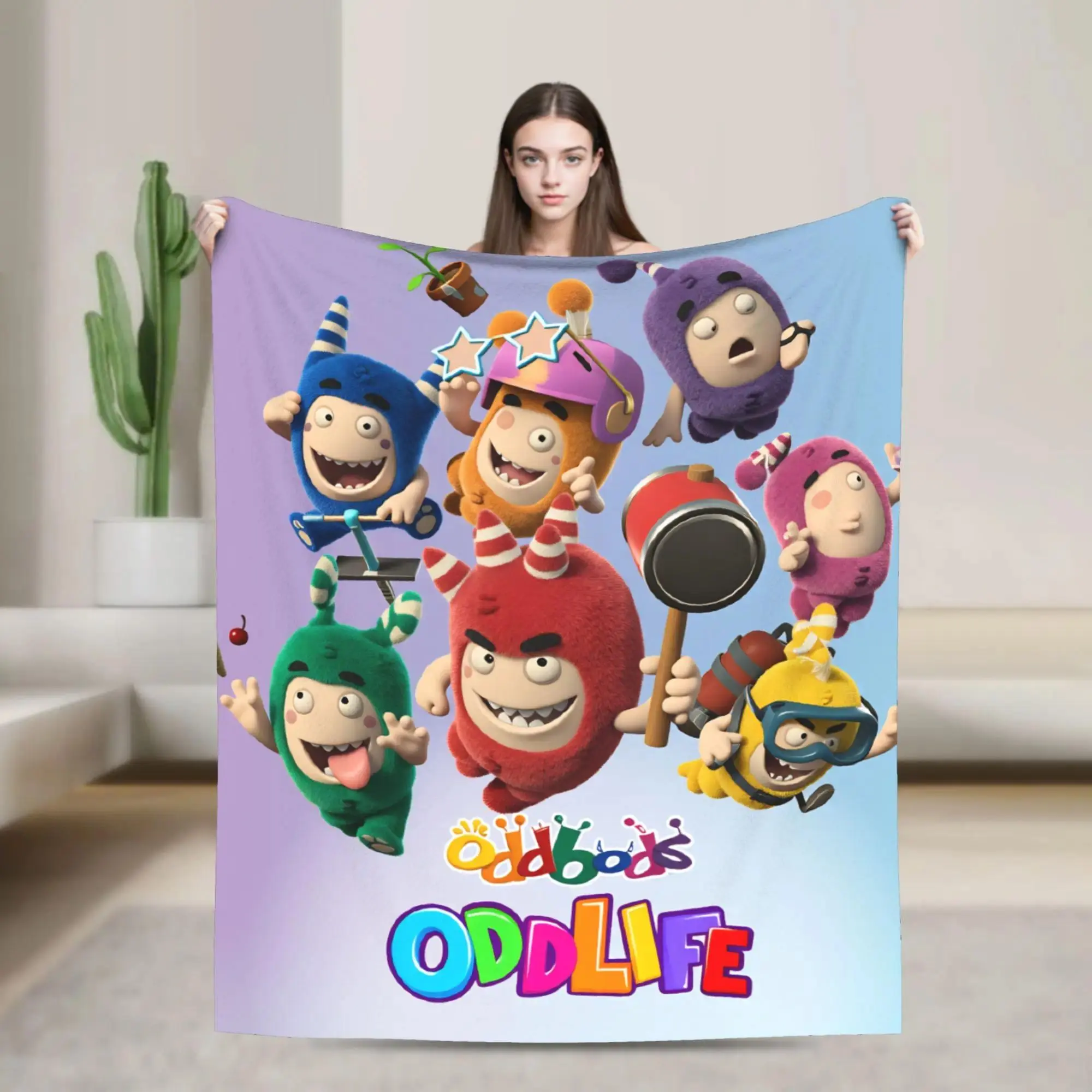 Oddbods Flannel Blanket Soft Warm Throw Blanket for Travel Couch Chair Sofa Bed Home Decor