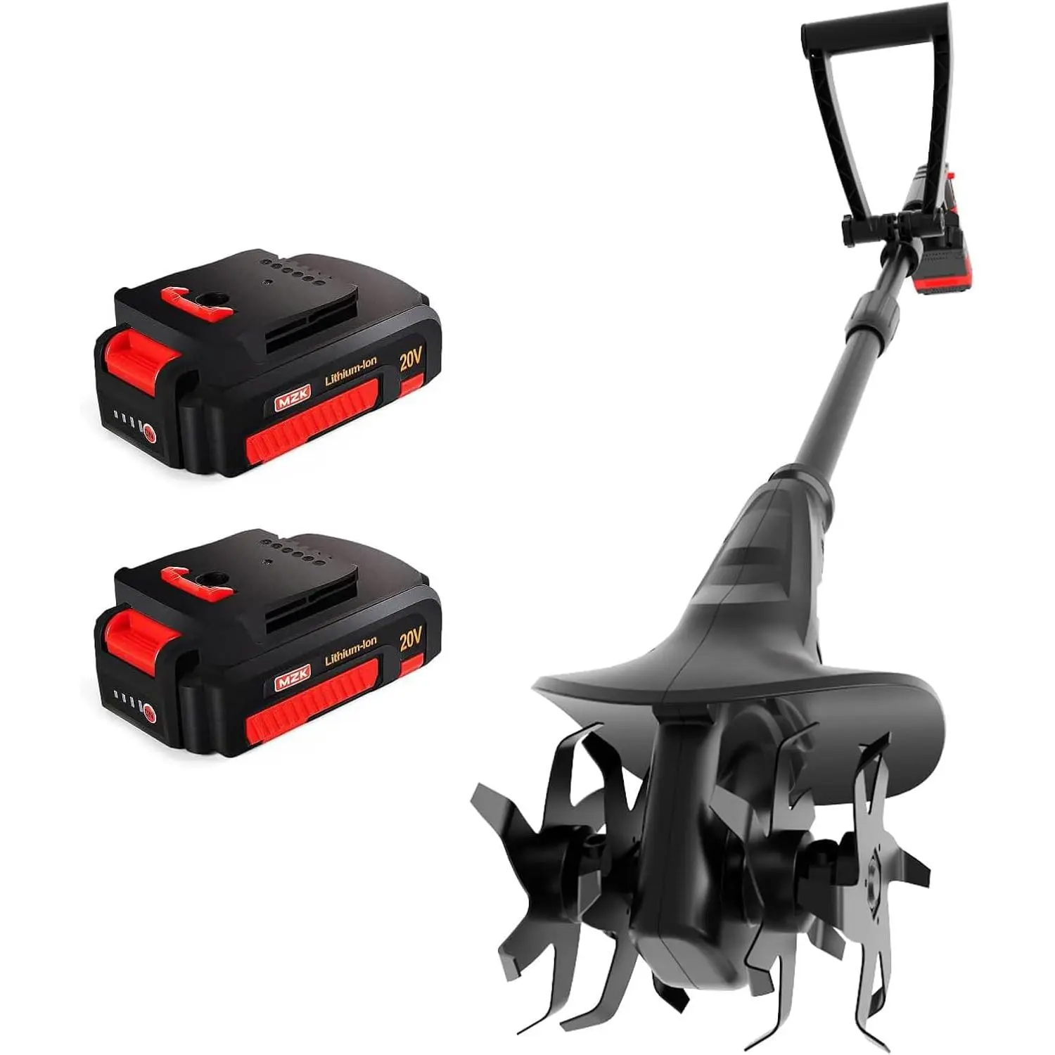 Cordless Tiller Cultivator with Steel Tines,8-inch Wide Battery Powered Garden Cultivator, 360RPM Electric Tiller  Lawn/Gardening/Soil Cultivation(2 * 2AH Battery&Charger Included),TC08D01