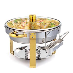 ROVSUN 5QT 2/4 Packs Chafing Dish Buffet Set Gold Accent, NSF Round Stainless Steel Buffet Warmer Chafers and Buffet Warmers Sets with Glass Lid & Lid Holder for Catering Events Parties Weddings Dinners SpringStatements