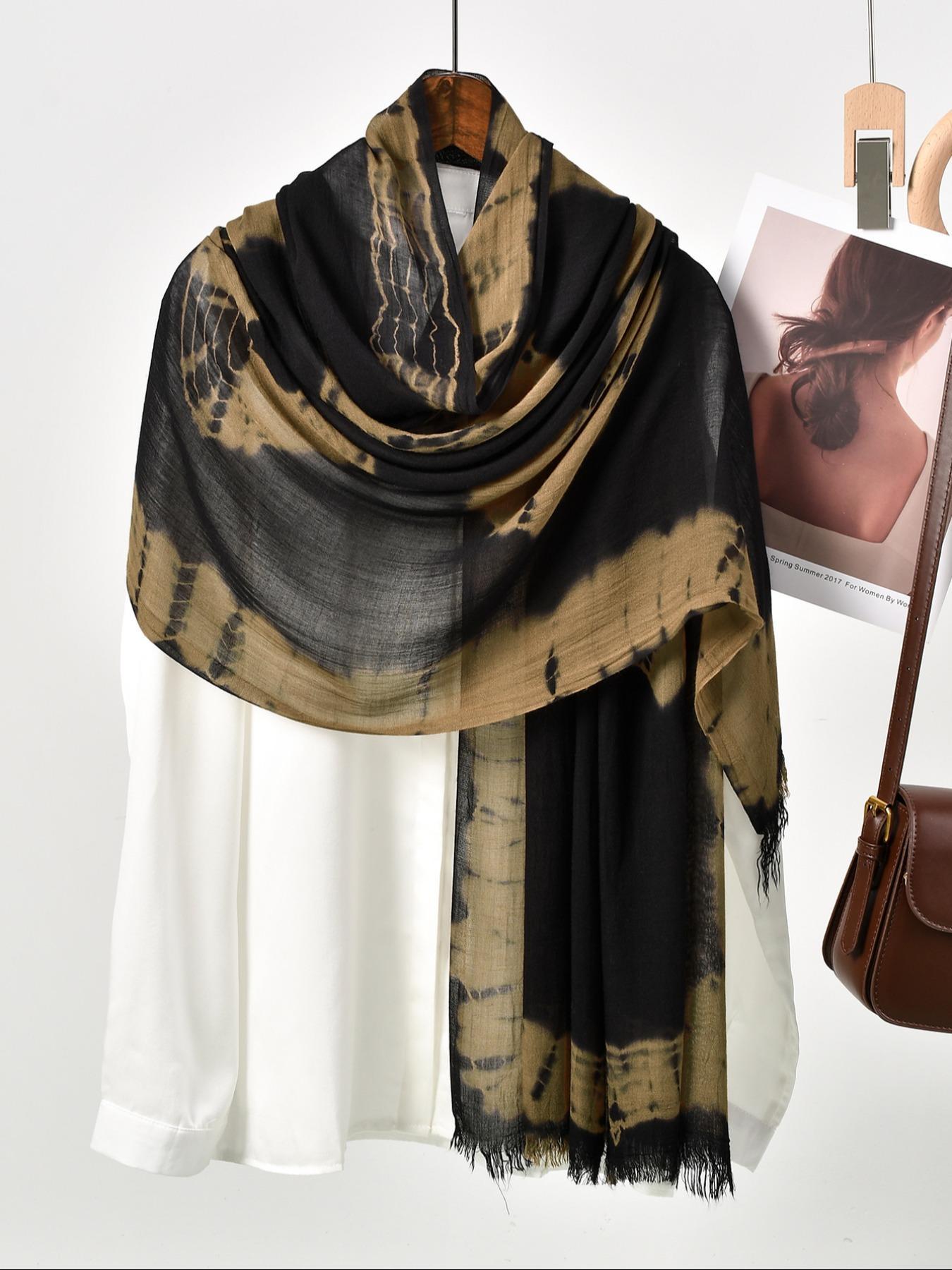 Women's Tie Dye Print Khimar, Fashionable Maxi Long Scarf for Daily Wear, Casual Versatile Hijab for Women