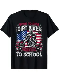 7.5oz Motorcycle Off-Road Graphic T-Shirt, Breathable Moisture-Wicking, Loose Fit, Long Sleeve, Casual Streetwear, Unisex, Durable Material