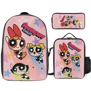 The Powerpuff Gi-rls Backpack 3 Piece Set Travel Daypack Combination, Back to School Gifts