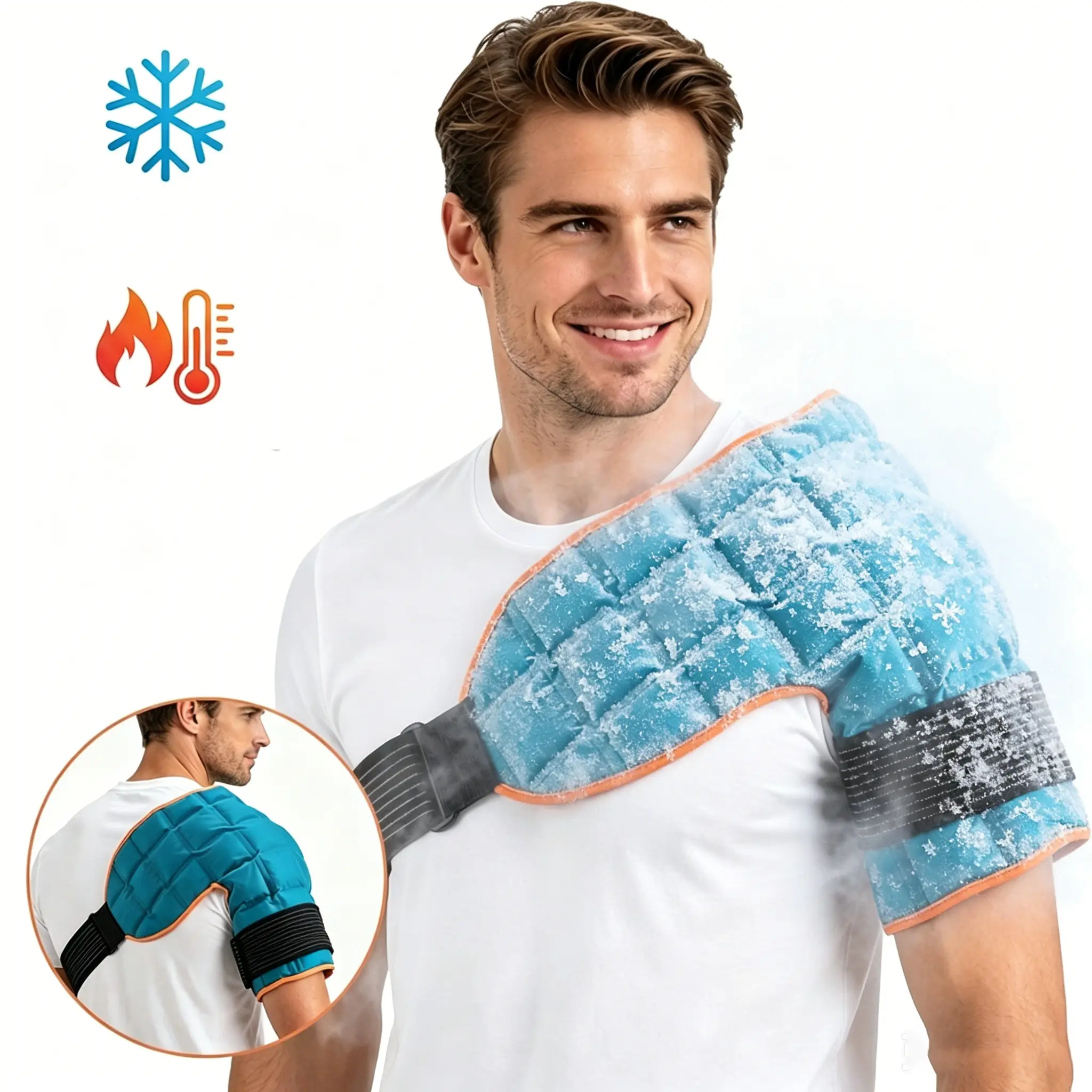 Cold and Hot Shoulder Wrap, Reusable Self-Water Absorbing Ice Pack, Ice Pack Wrap for Rotator Cuff Training Shoulder Injury Brace, Promotes Circulation, Ice Compress