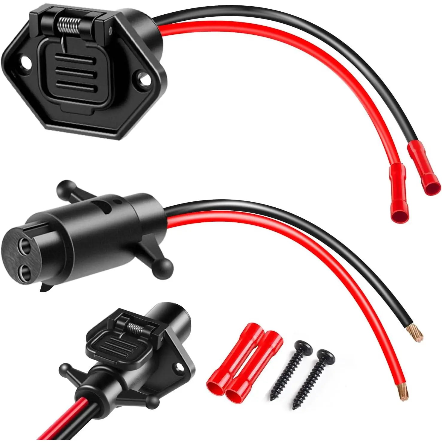 Trolling Motor Plug, Professional Waterproof Trolling Motor Plugs 12V-24V, 8 Gauge 2 Wire Trolling Motor Plug and Receptacle for Minn Kota Boat, Trolling Motor Quick Connect Easy to Use