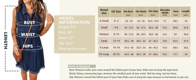 luvamia Jean Dress Women's Casual Summer Lapel Sleeveless Button Down Short Denim Jean Dress