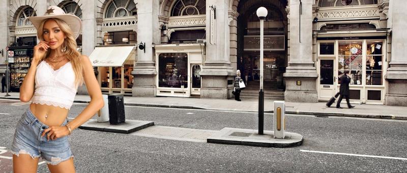 Imily Bela Women's Soft Casual Lace Crochet Spaghetti Strap Cami Crop Top Camisole