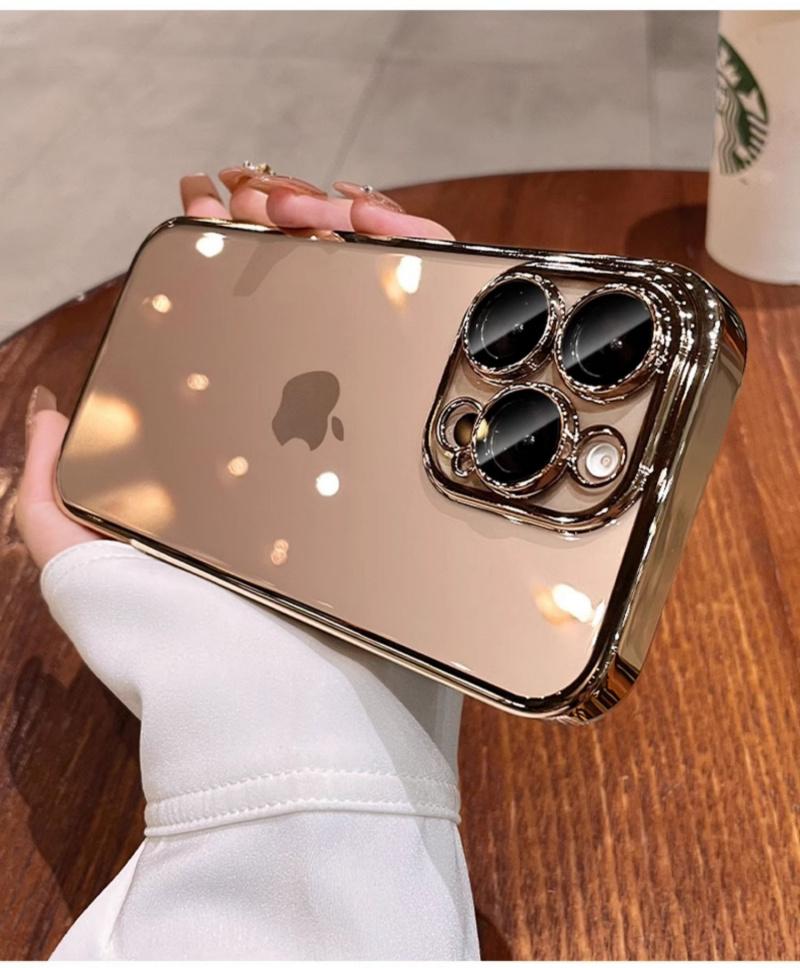 Suitable for iPhone 17/16/15/14/13/12/11 Phone Case Electroplated PC Transparent  Full Coverage Lens Shockproof Protective Cover, Dropresistant Case, Shockproof Cover, Sleek Design, Clear Phone Shell