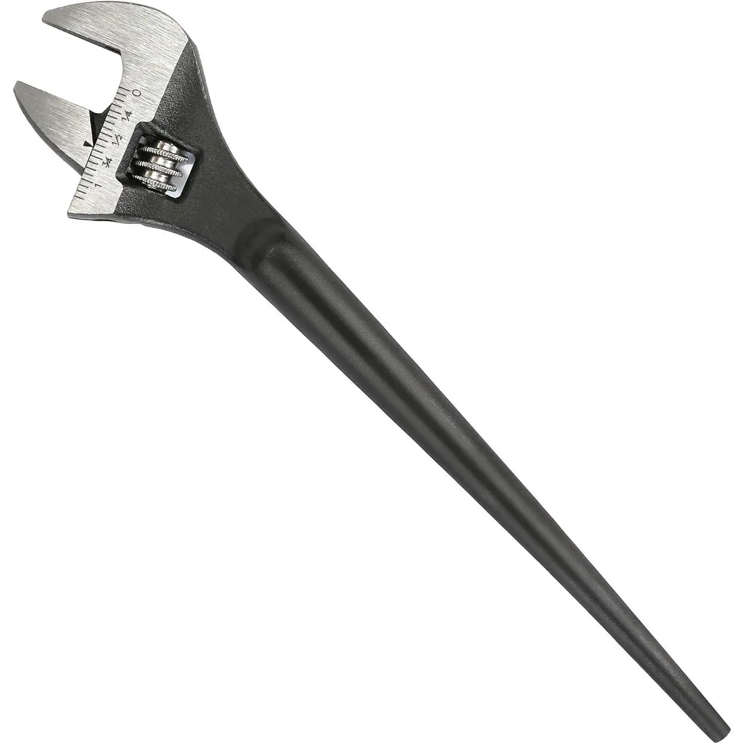 8-Inch Adjustable Construction Spud Wrench | Black Oxide Finish, CR-V Steel, SAE and Metric Scale Marked, Alignment Holes and Tail Crowbar Features