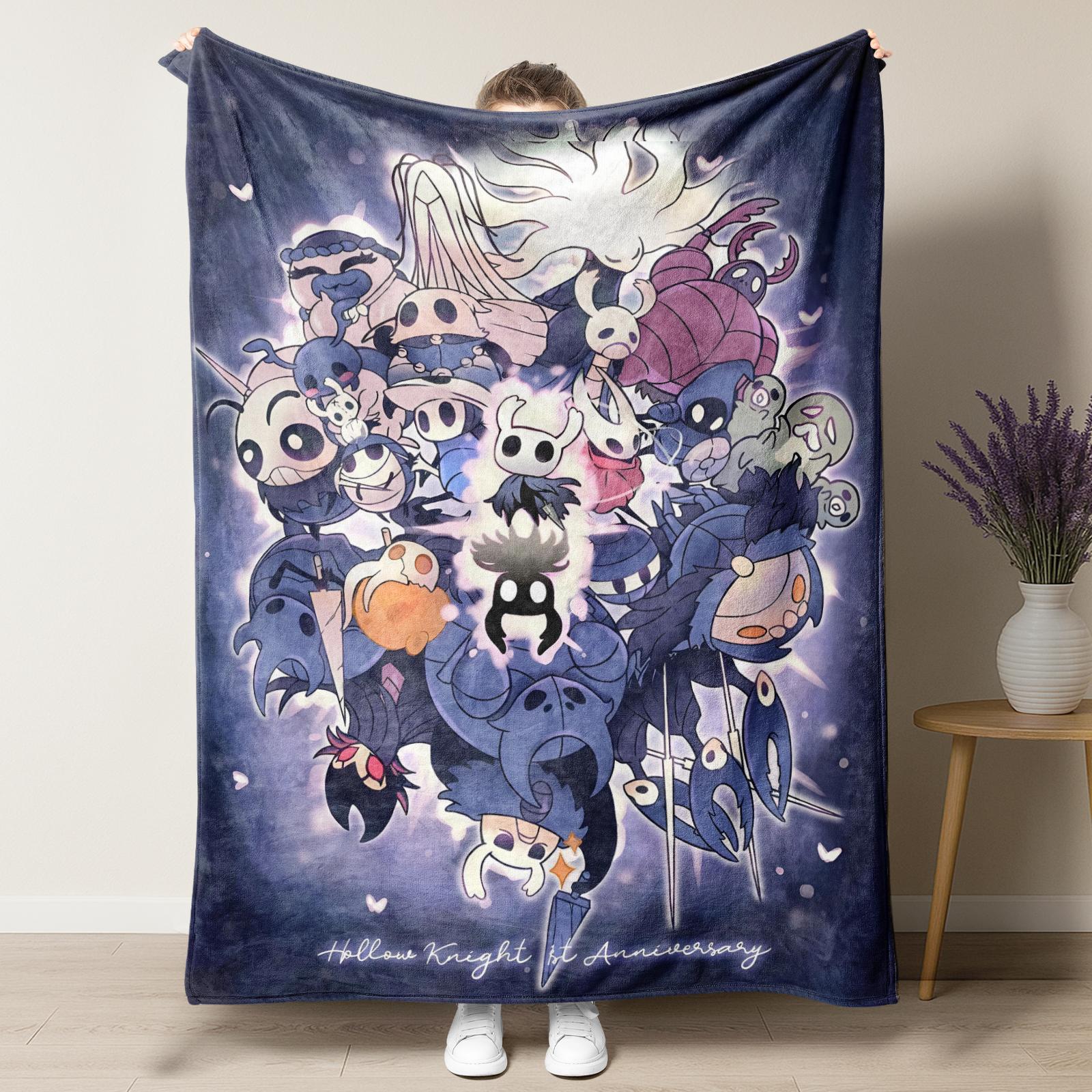 Hollow Knight Silksong Funny Flannel Blanket Anime Action Adventure Customized Cozy Throw Blanket for Bedroom Cars Home  Rug