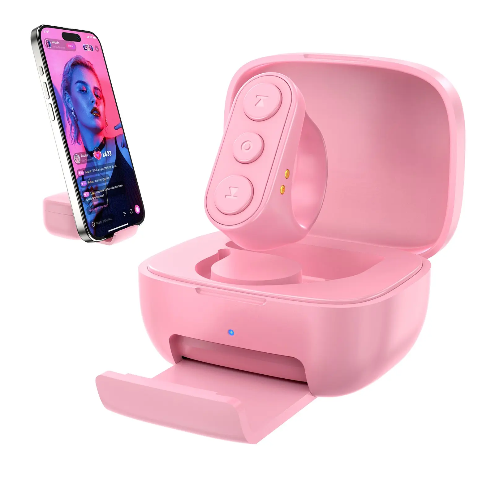 TikTok Scrolling Ring, Bluetooth-compatible Camera Remote Control, Scrolling Ring Remote for iPhone TIK Tok Facebook YouTube Instagram Android Phone, Auto Tapper for TikTok Live