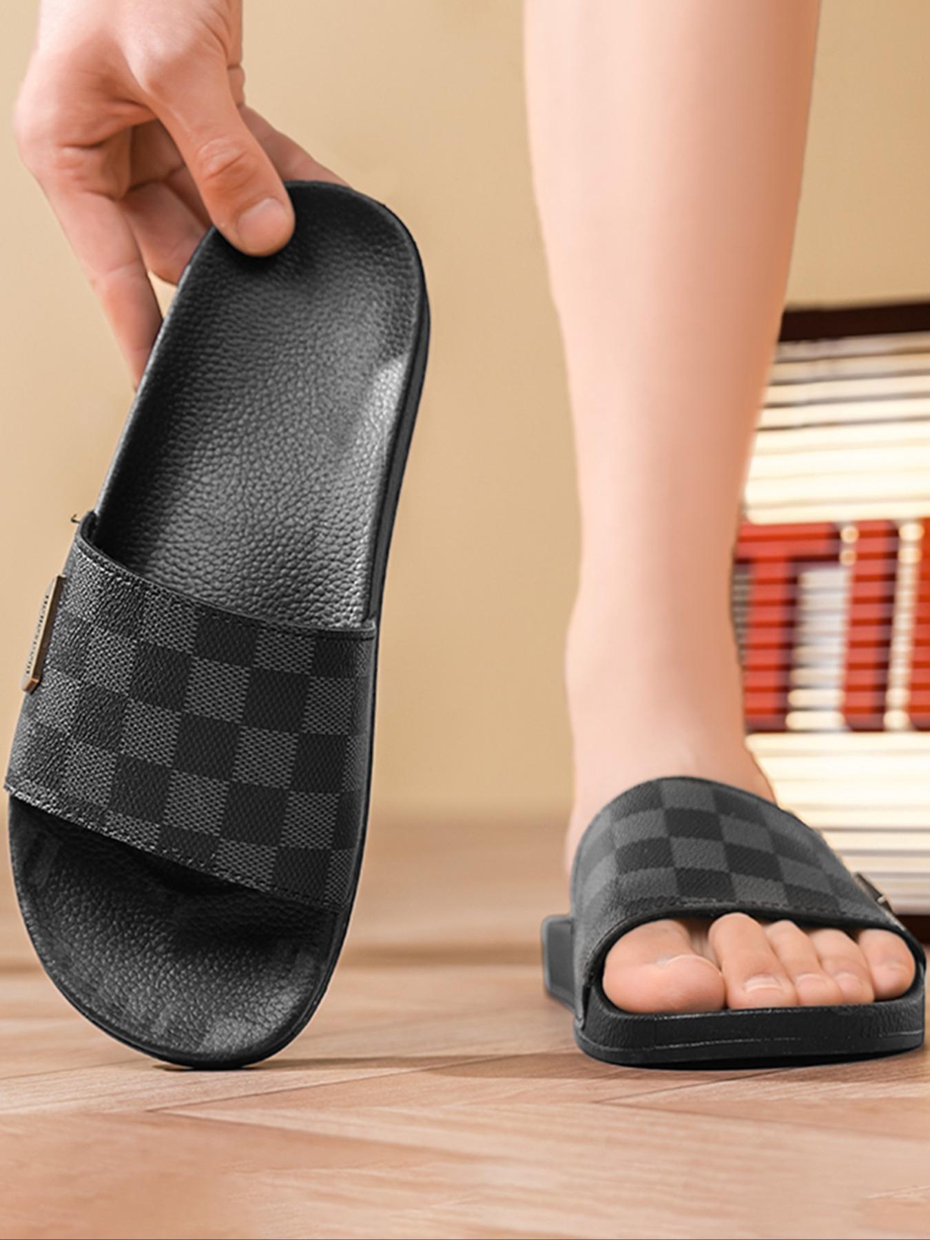 Men's Fashionable Black Slides, Casual Comfortable Flat Sandals for Beach, Outdoor, Lightweight Breathable Slippers for Daily Wear, Casual Soft Slippers, Summer Slippers, Footwear