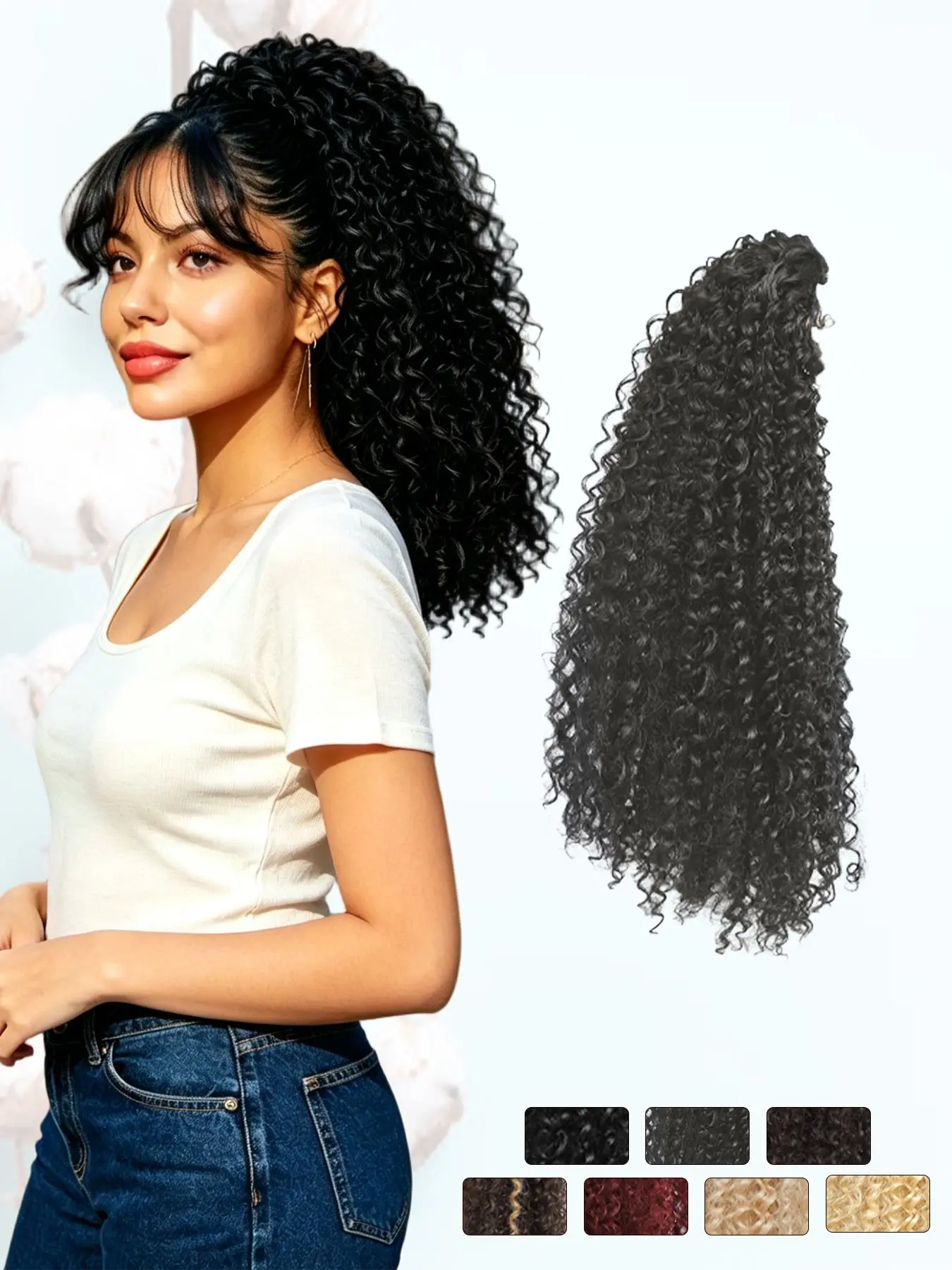 KAIRIYA 18" Drawstring Curly Ponytail: Yaki Textured Wavy Synthetic Hair, Secure One-Pull Drawstring, Lightweight Natural Fluffy Hairpiece for Women Daily Extended Comfort & Multi-Occasion Styling, Synthetic Hair Extensions