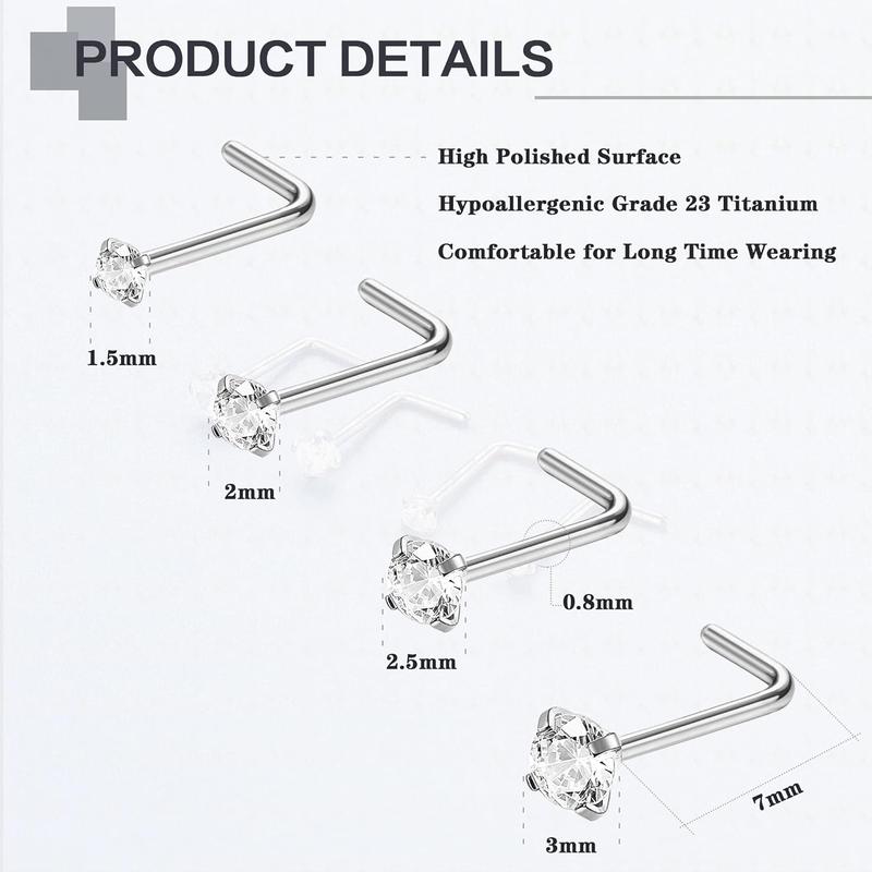 MILACOLATO Hypoallergenic Nose Rings 18G 20G G23 Titanium Nose Ring Studs for Women Men Ball Flat Disc CZ Nose Stud L Shape Straight Screw Nose Rings Nostril Piercing Jewelry MILACOLATO Hypoallergenic Nose Rings 18G 20G G23 Titanium Nose Ring Studs for Women Men Ball Flat Disc CZ Nose Stud L Shape Straight Screw Nose Rings Nostril Piercing Jewelry