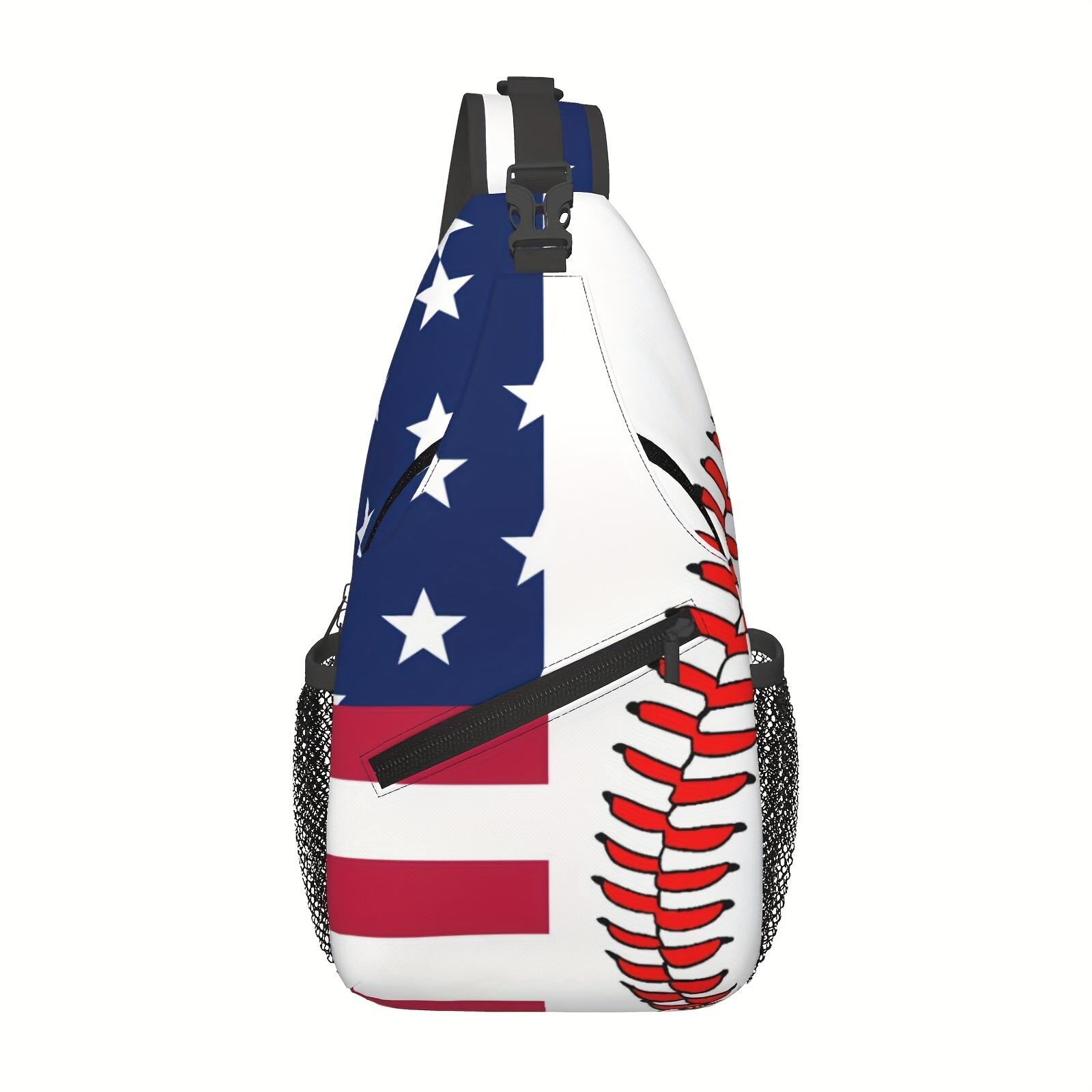 Crossbody Chest  Hiking Backpack American Flag And Baseball Shoulder  Folding Large Capacity Fashion Durable Can Be Used For Shopping, Work, Travel Beach  Fishing Backpack Travel Accessories Must Have Backpack For School Back Christmas Gifts bag