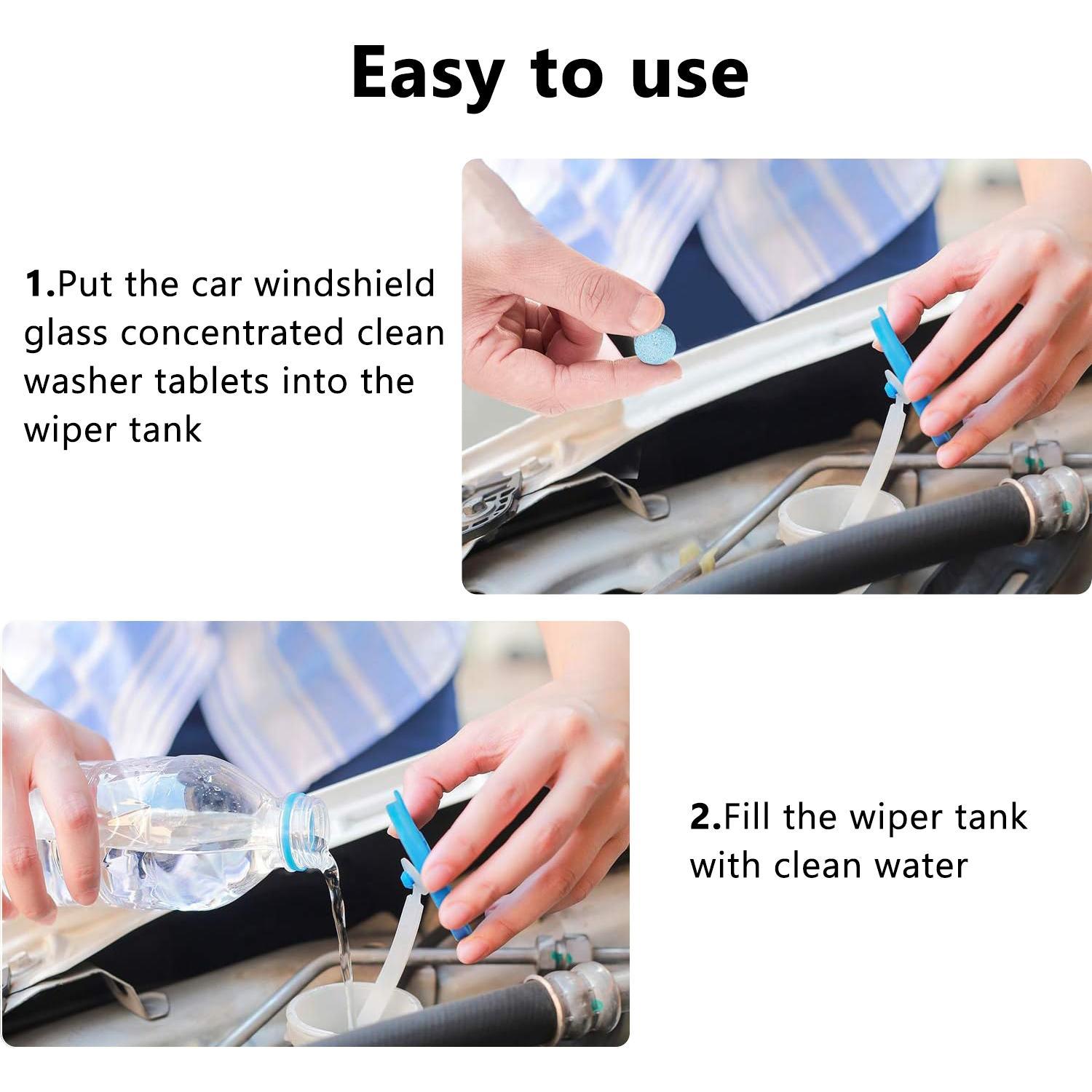 Solid Wiper Cleaner 30pcs, Concentrated Washer Fluid, Car Windshield Wiper Washer Fluid, Solid Wiper Effervescent Tablet Concentrated
