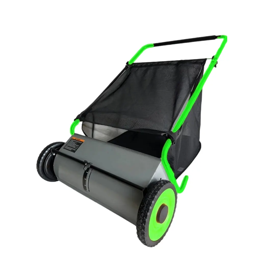 Garvee Efficient Yard Cleanup Push Lawn Sweeper – 26-Inch Wide with 7 Cu. Ft. Large Carrier, Heavy Duty Steel Frame, Adjustable Height, Rubber Tires, Clear Debris Cover – Leaf & Grass Collector for Lawn and Outdoor Use