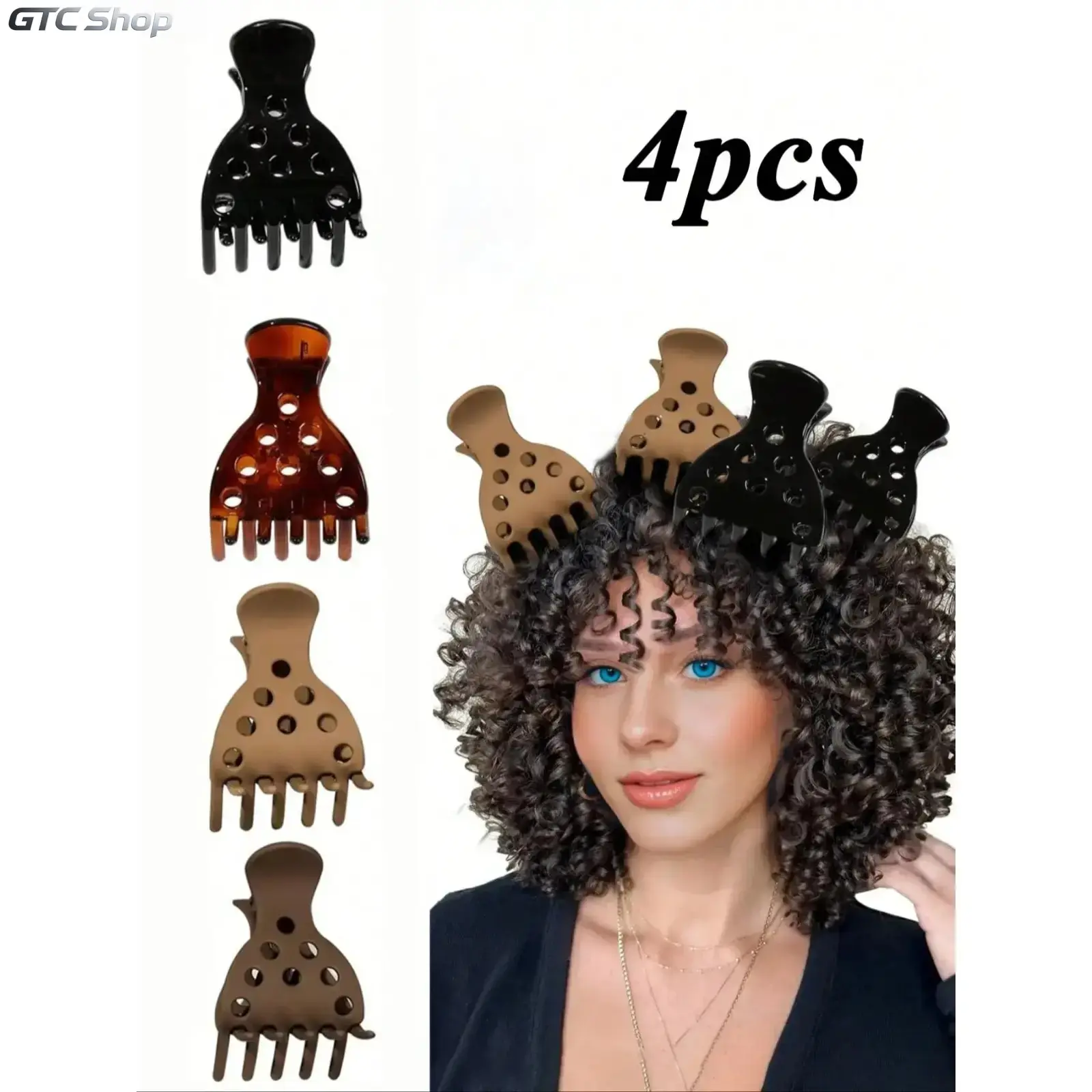 4‑Pack Hair Root Lift Clips, No‑Crease Volume Styling Tools, Fluffy‑Effect Hair Accessory for Thick Curly Hair, Practical Makeup & Hairstyle Essential for Women Daily Hair‑DIY