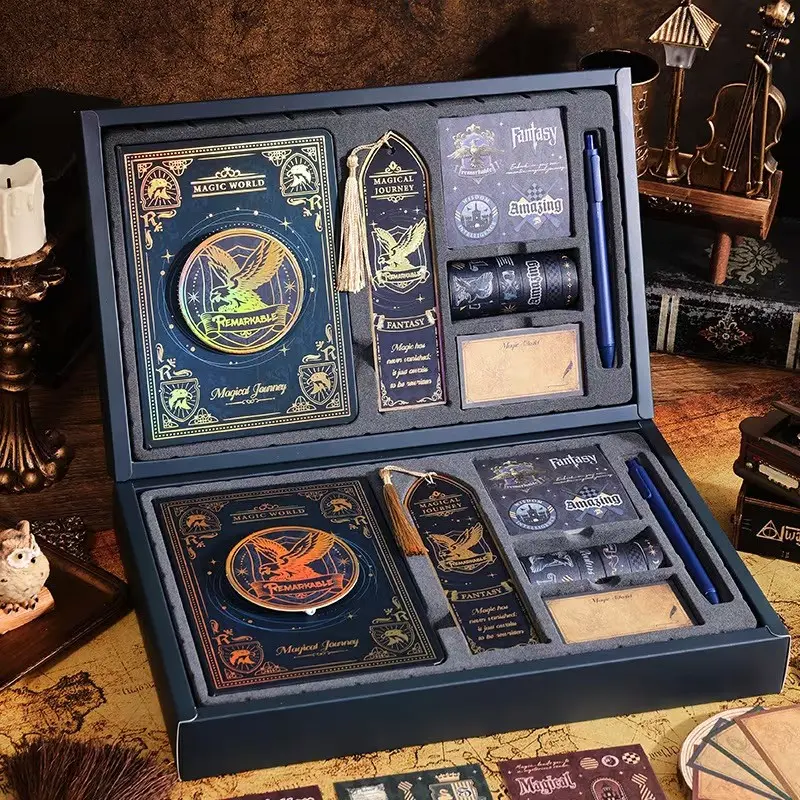 Magic Academy Notebook Gift Box Set, Aesthetic Magic Journal Planner, Vintage Wizard Themed Stationery Kit, Ideal Gift for Teens & Magic Lovers
