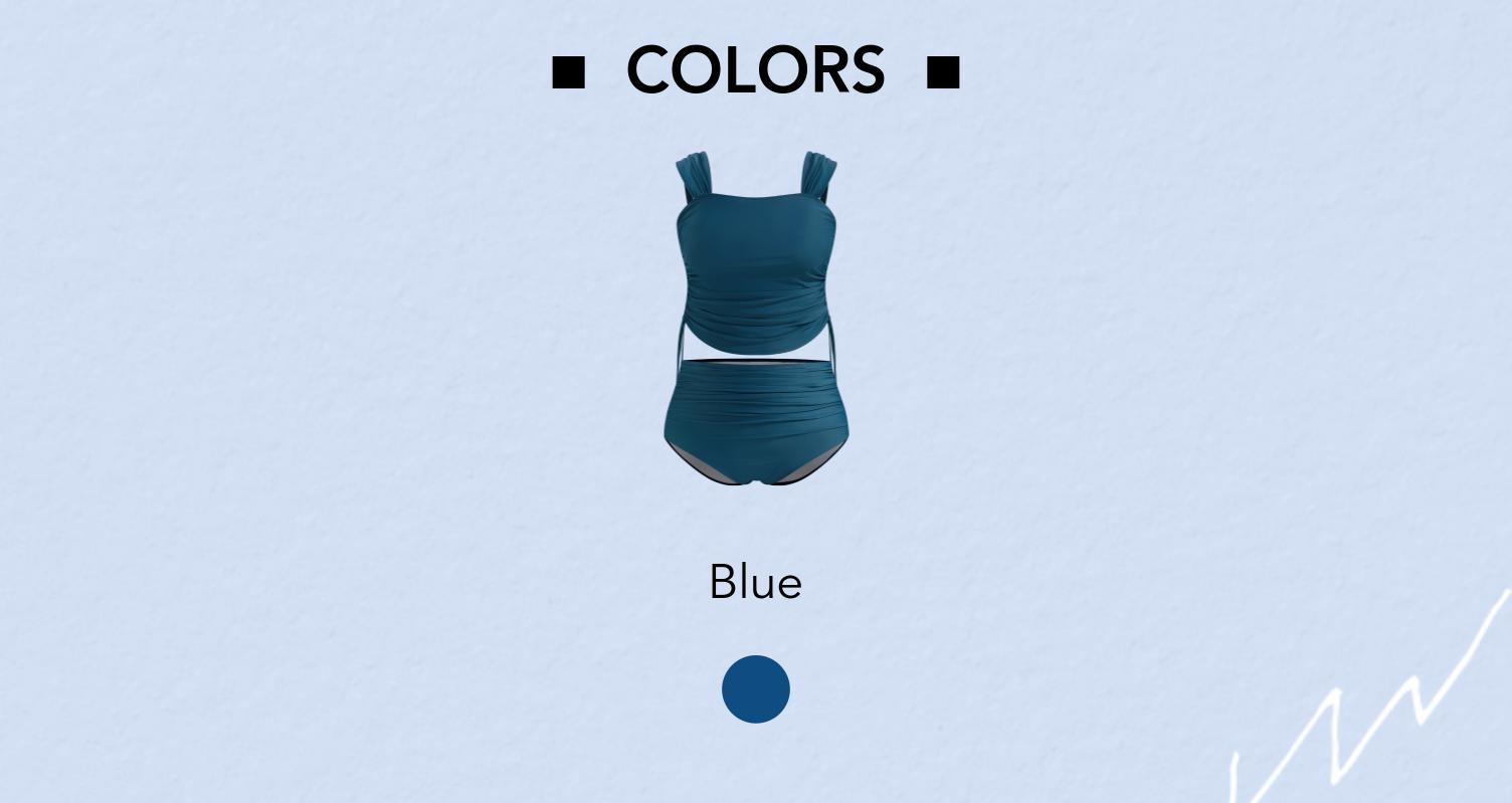 Cider Shaping Square Neck Solid Drawstring Bracelet Cheeky Tankini Swimsuit Curve & Plus