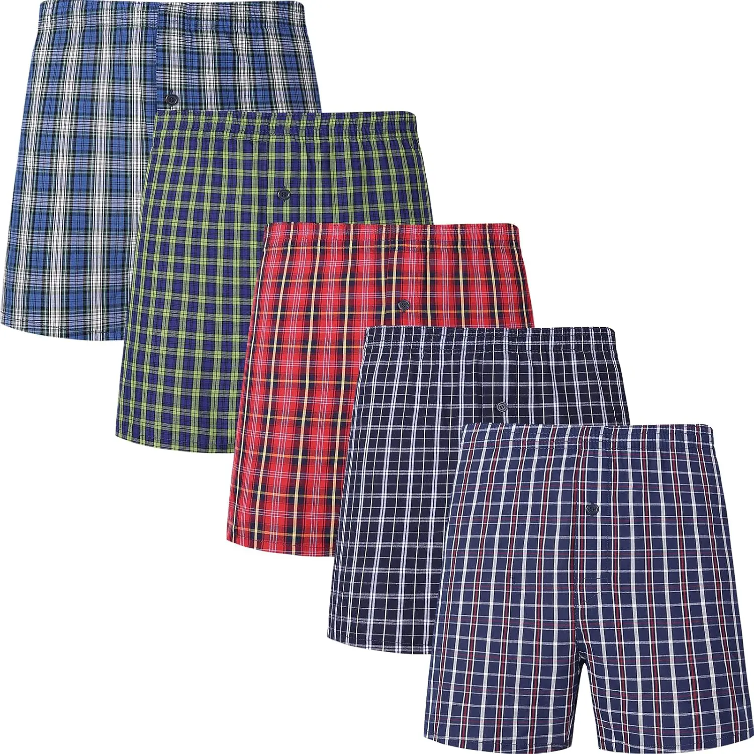 Men's 100% Cotton Boxer Shorts, Men's Classic Fit Woven Underwear, 5 Pack / 10 Pack