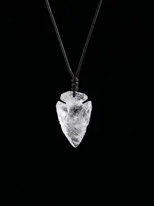 Transparent Natural Crystal Quartz Arrow Pendant Necklace, Rough Crystal Arrow Charm, Aesthetic Layering, Tribal Style, Essential for Crystal Lovers